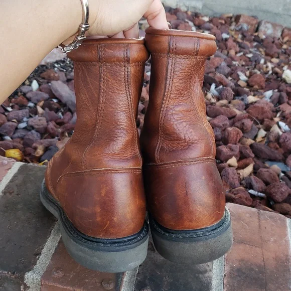 Double H Women's Tan Leather Combat Boots - Picture 14 of 16